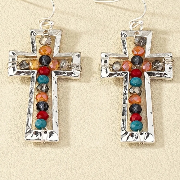 🆕 Cross Boho Beaded Earrings NWT - Picture 4 of 6